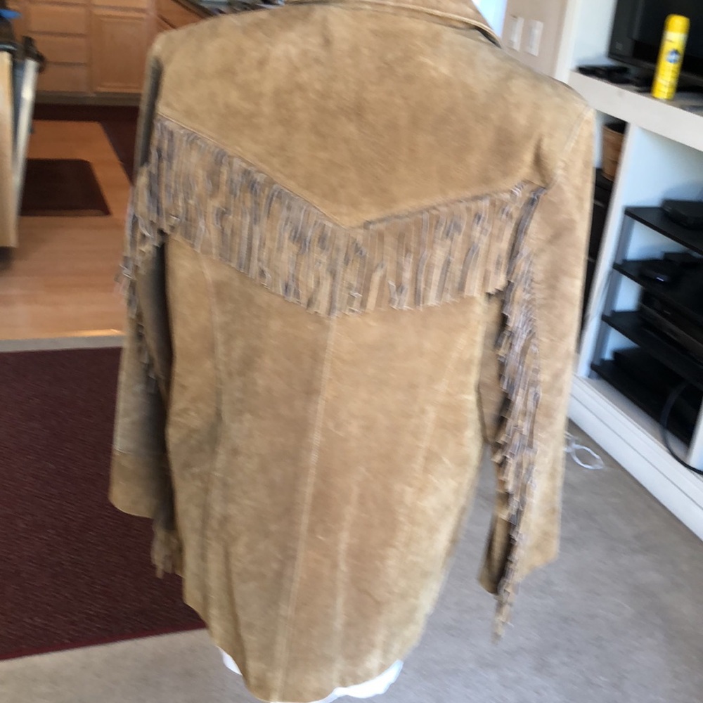 70s Vintage Brown Leather Jacket with fringe - Picture 4 of 7